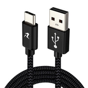 Cable Redlemon negro trenzado de 3 m con conectores USB-A y USB-C