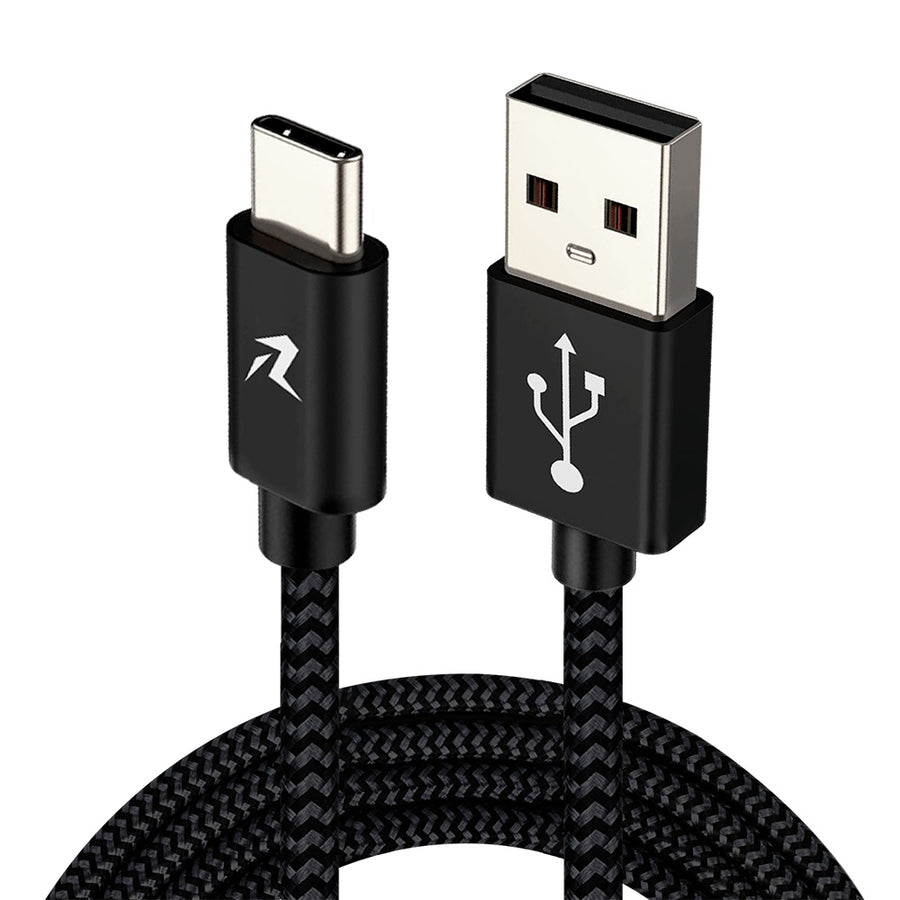 Cable Redlemon negro trenzado de 3 m con conectores USB-A y USB-C