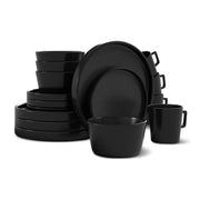 Vajilla de gres Casa Litus negra de 16 piezas para 4 personas, juego completo