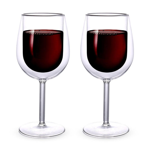 2 Copas de Vino de Vidrio con Doble Pared de Cristal 350 ml