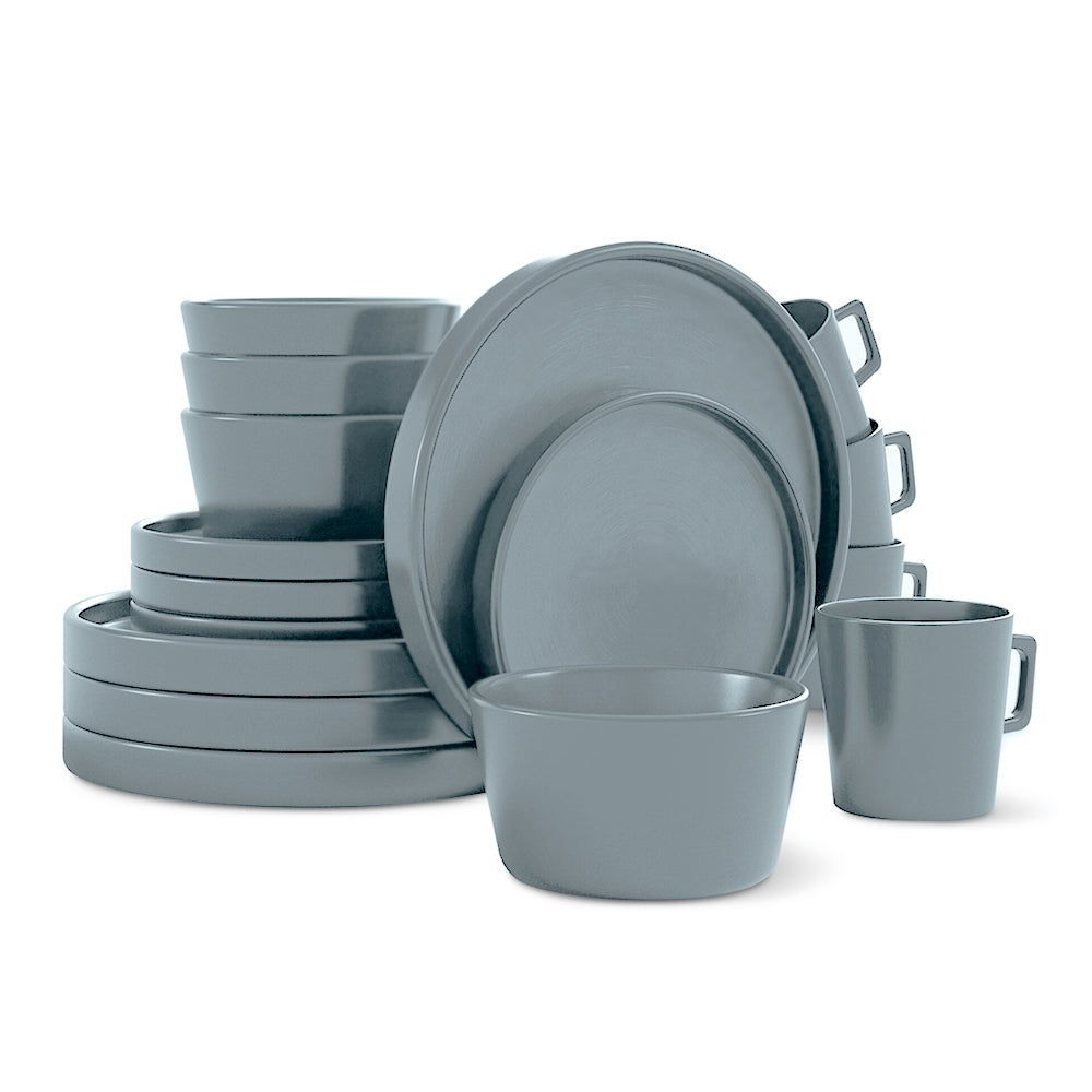 Vajilla de gres Casa Litus gris de 16 piezas para 4 personas, juego completo
