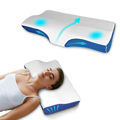 Almohada cervical de memory foam con antifaz y tapones