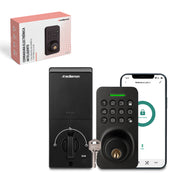 Cerradura inteligente Redlemon negra con teclado, cilindro con llave y control desde celular