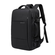 Mochila de viaje Sendera negra expandible con correas acolchadas, asas y broches laterales