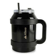 Termo HIKEO negro de 1.5 L con asa grande, tapa transparente y popote