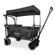 Carrito plegable HIKEO negro con toldo desmontable y cuatro ruedas, vista frontal