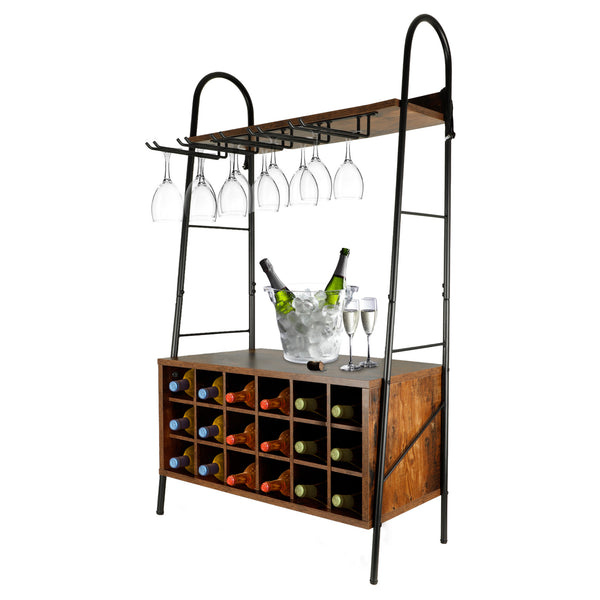Cava de Vino tipo Cantina Mueble Organizador para 18 Botellas y Copas