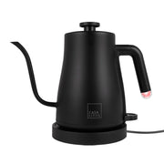 Tetera eléctrica Casa Litus negra de 1 L con cuello de cisne, base y control en el mango