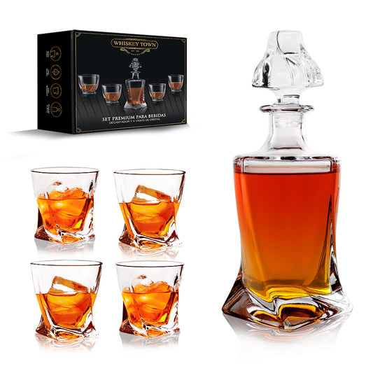 Decantador de Cristal Twist con Vasos Old Fashion para Whiskey