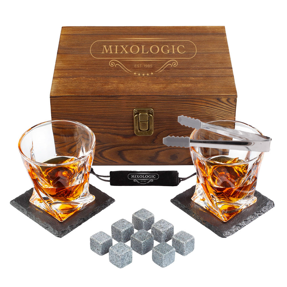 Set de Regalo con Vasos de Vidrio y Accesorios para Coctelería MIXOLOGIC Redlemon Technology México