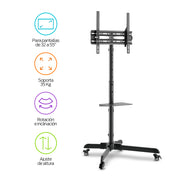 Soporte para TV Móvil con Ruedas (32” a 55" Pulg.) y Base para Laptop