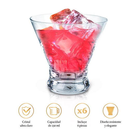 Vasos de Vidrio para Martini Copas de Cristal Coctelería 6 Piezas - Redlemon