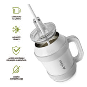 Termo de Acero Inoxidable 1.5 L con Popote y Asa HIKEO — detalle adicional