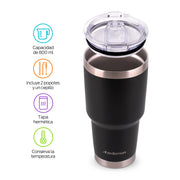 Termo y Vaso Térmico Acero Inoxidable 2 Popotes 800 ml Redlemon Technology México