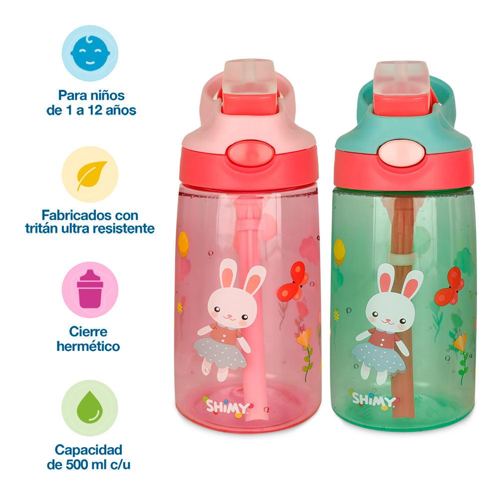 Termos para Agua de Niños de Tritán Ultra Resistente 2 Piezas 500 ml - Redlemon