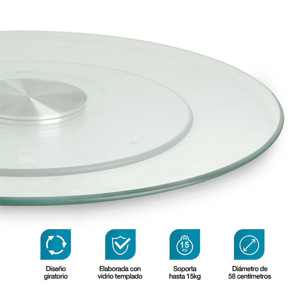 Lazy Susan de vidrio templado giratoria de 58 cm — vista complementaria