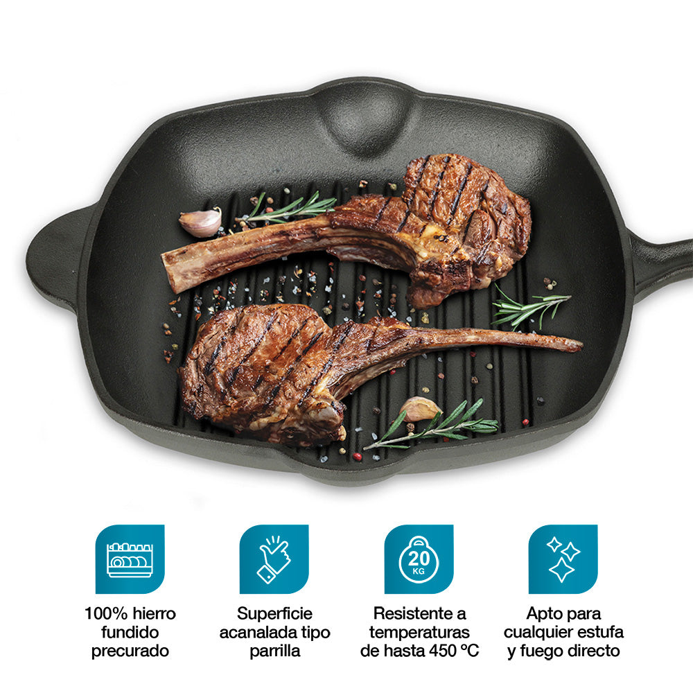 Sartén Grill de Hierro Fundido Precurado de 2 L — vista complementaria