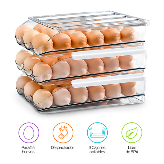 Organizador de 54 Huevos para Alacena, Refrigerador y Cocina
