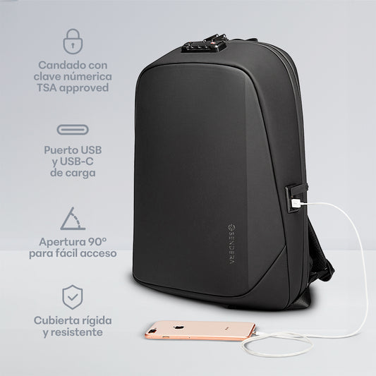 Mochila para Laptop 17” Ejecutiva Antirrobo con Cubierta Rígida Impermeable