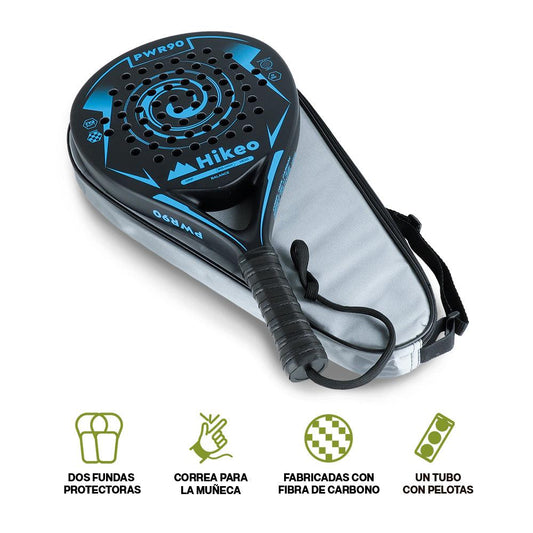 Pala de Pádel con Funda, 3 Pelotas y Grip, Raqueta de Fibra de Carbono - Redlemon
