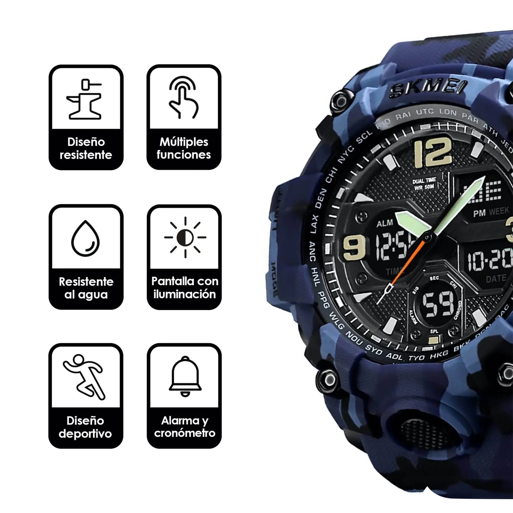 Reloj Digital y Analógico Deportivo Contra Agua 1155b Redlemon Technology México