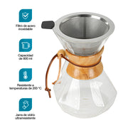 Cafetera Pour Over de 800 ml con Filtro Reutilizable — vista complementaria