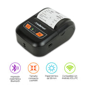Impresora térmica portátil Bluetooth para rollo de 56 mm — vista complementaria