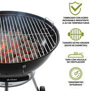 Asador de Carbón Portátil de 55 cm con Termómetro HIKEO — vista complementaria
