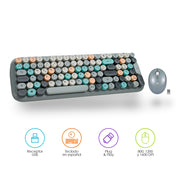 Kit retro gris con receptor USB, teclado en español y mouse de 3 DPI