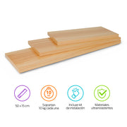 Repisas Flotantes Madera 3 Pz 30x15, 40x15 y 50x15 cm Redlemon Technology México