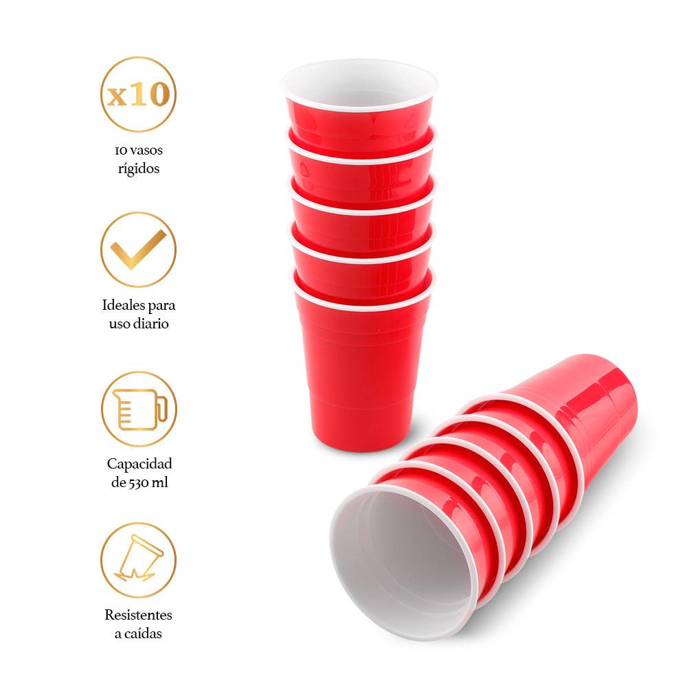 Vaso Fiesta de Plástico Rígido Reutilizable Ecológico 10 Piezas 530 ml - Redlemon