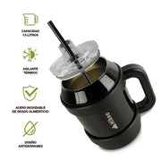 Termo de Acero Inoxidable 1.5 L con Popote y Asa HIKEO — vista complementaria