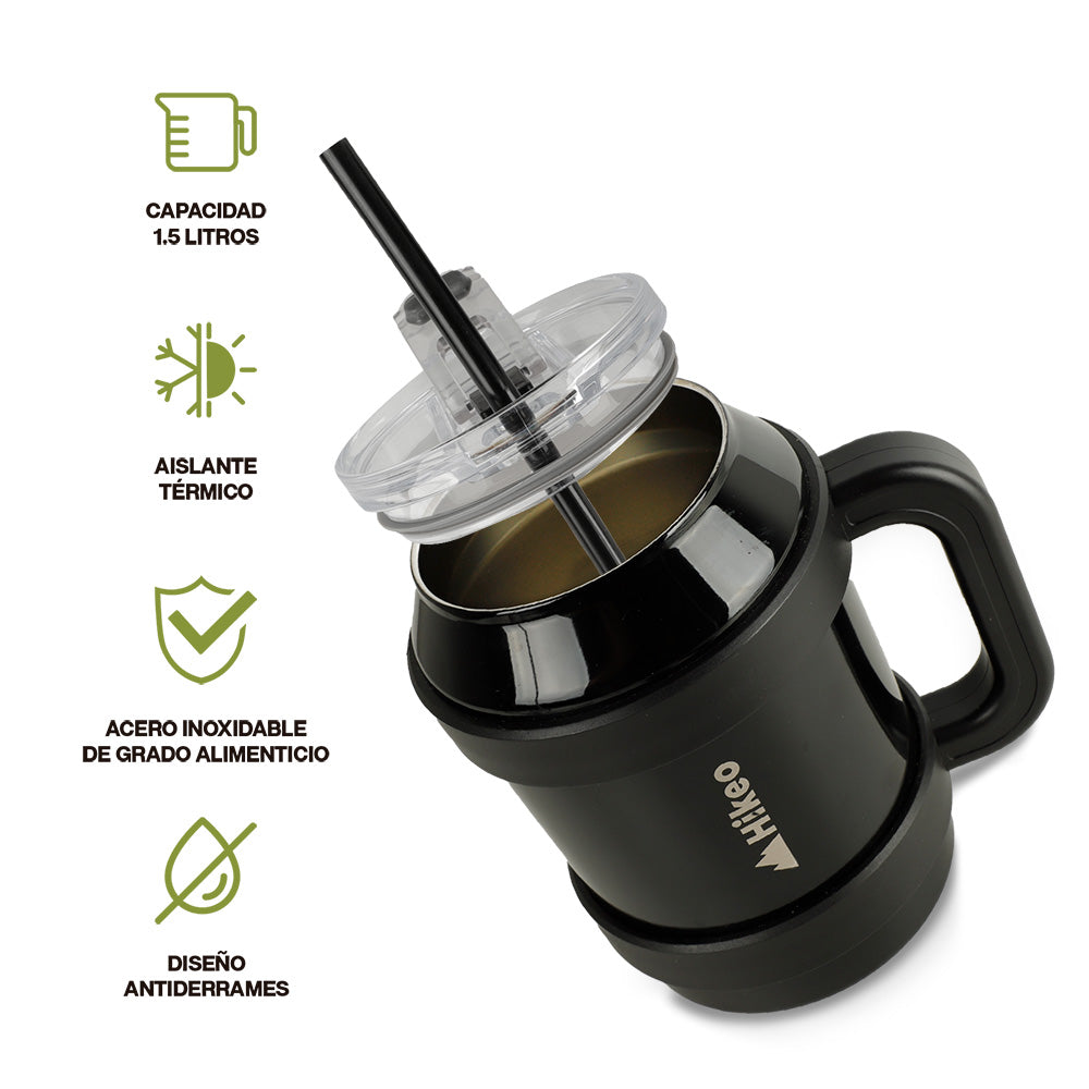 Termo de Acero Inoxidable 1.5 L con Popote y Asa HIKEO — vista complementaria