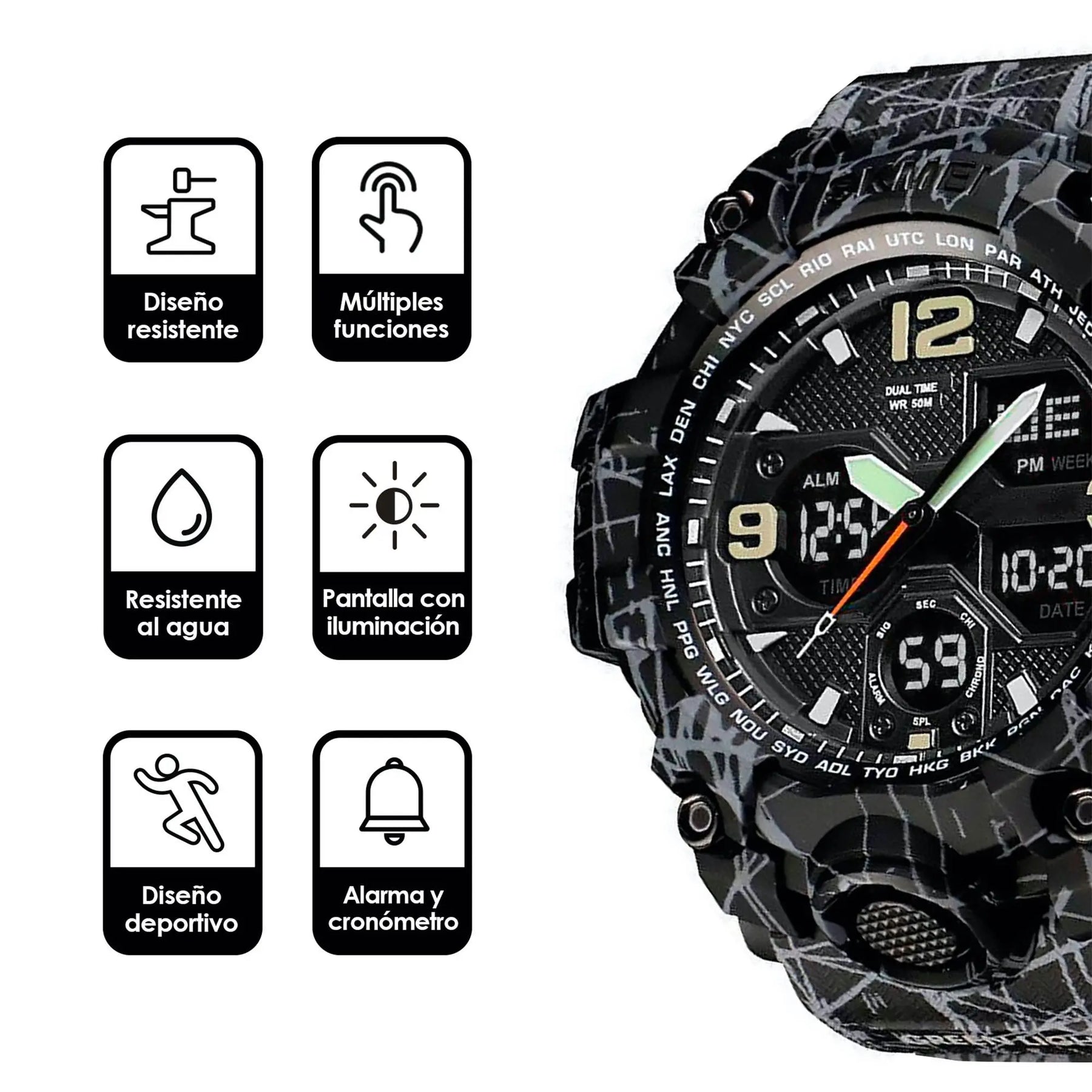 Reloj Digital y Analógico Deportivo Contra Agua 1155b Redlemon Technology México
