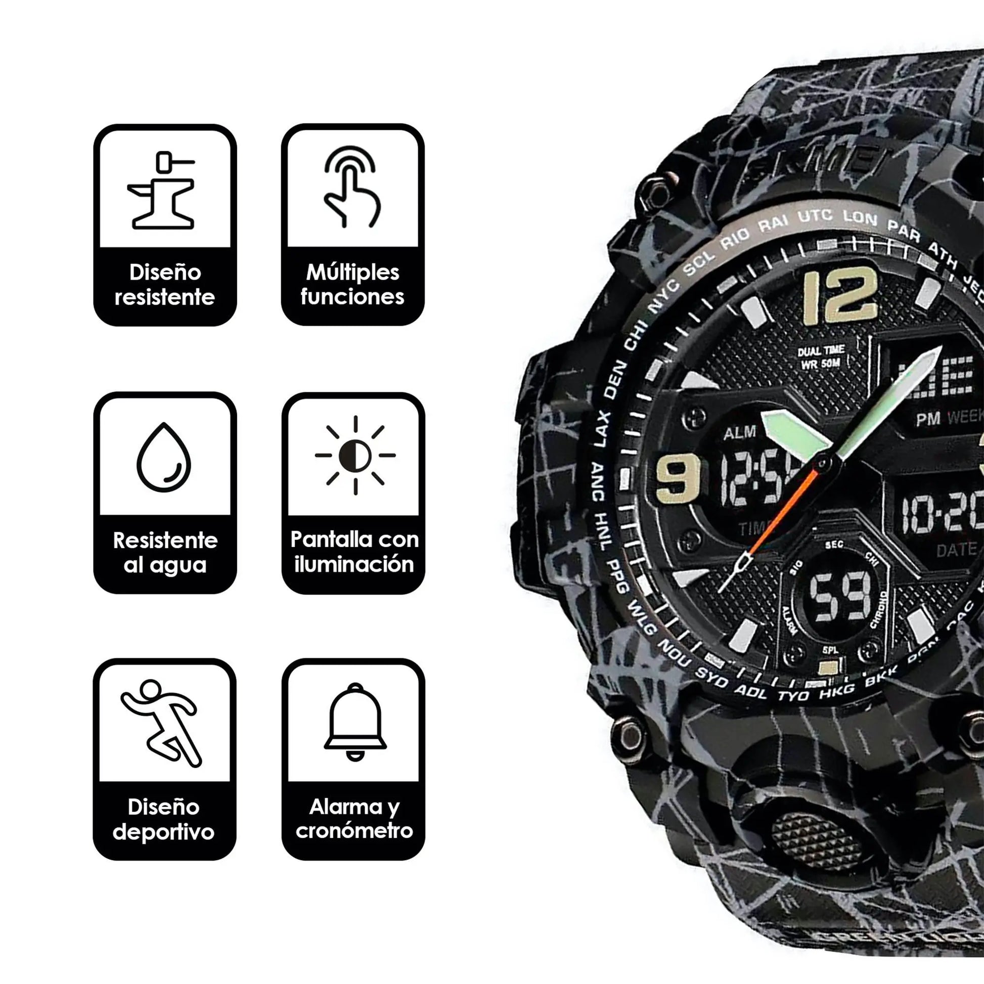 Reloj Digital y Analógico Deportivo Contra Agua 1155b Redlemon Technology México