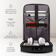 Mochila Rígida de 17 L para Laptop de 15.6 Pulgadas con Candado — vista complementaria