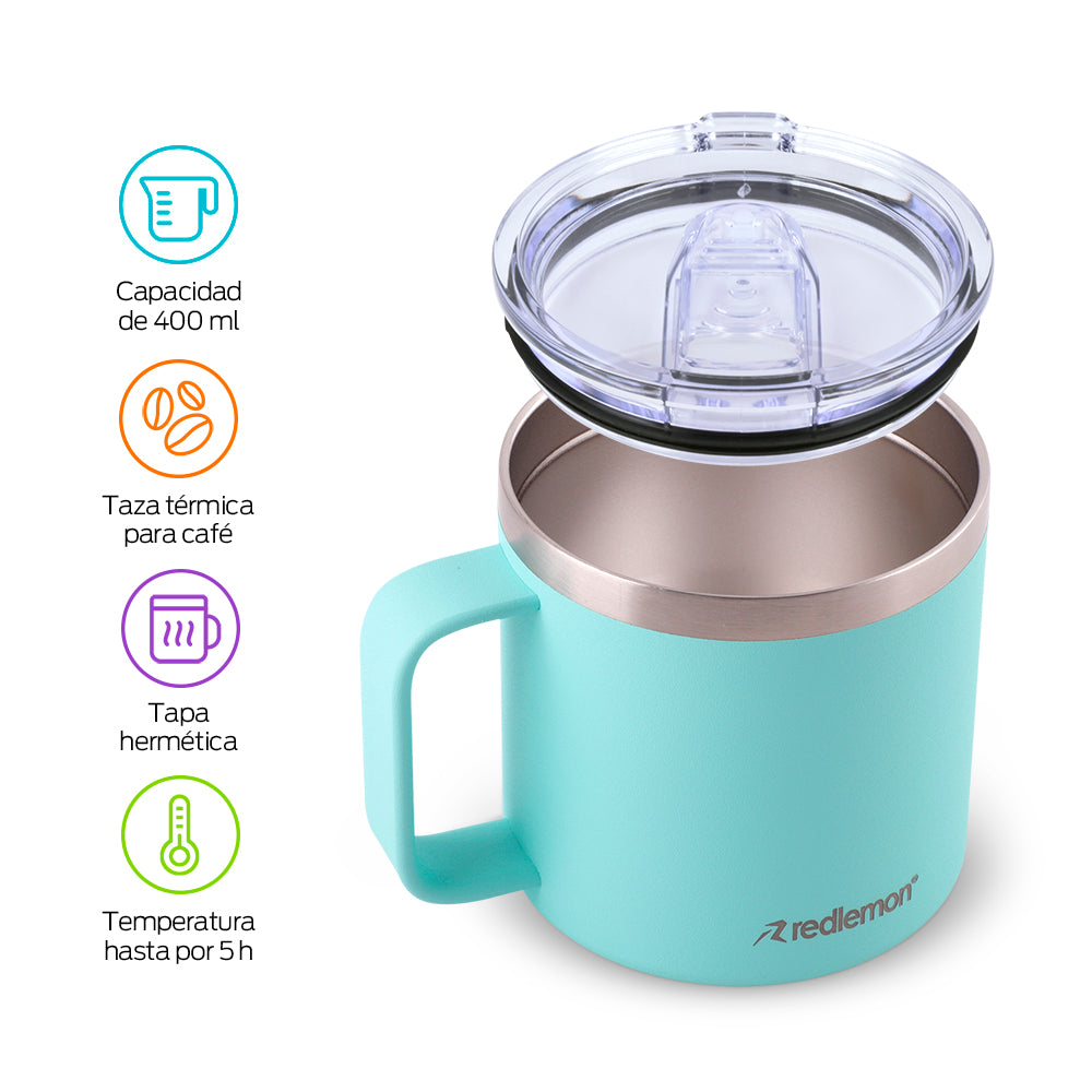 Taza Térmica de Acero Inox. con Tapa Hermética (400 ml) Redlemon Technology México