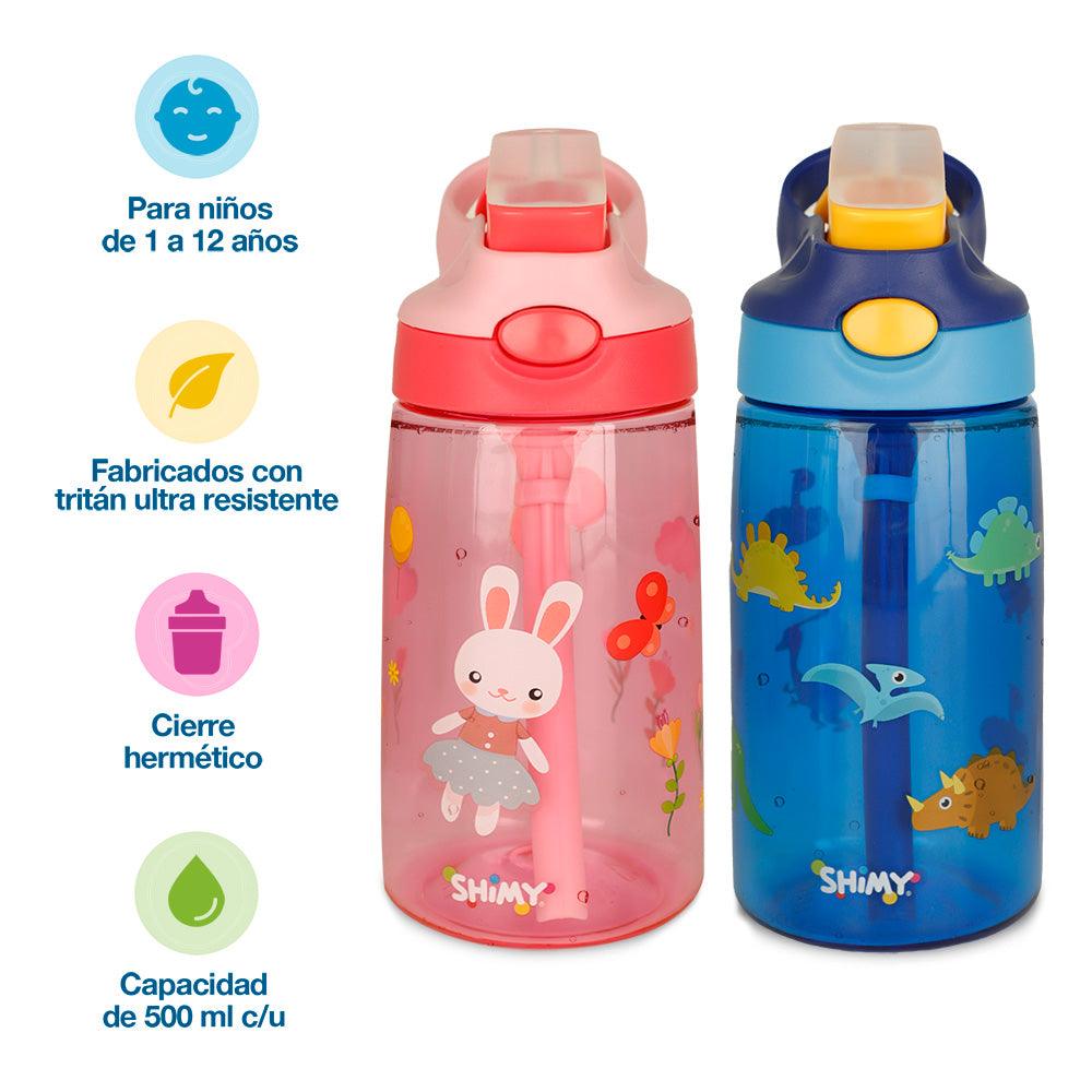 Termos para Agua de Niños de Tritán Ultra Resistente 2 Piezas 500 ml - Redlemon