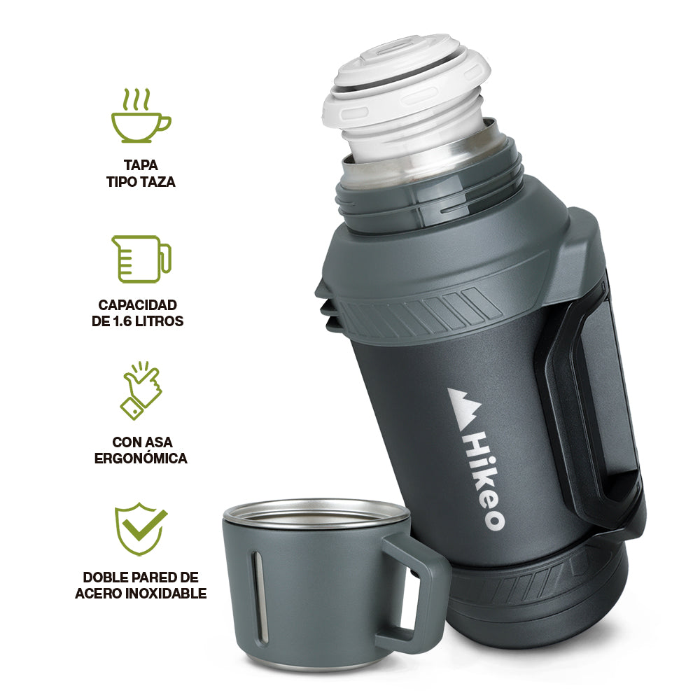 Termo de Acero Inoxidable 1.6 L con Taza y Correa HIKEO — vista complementaria