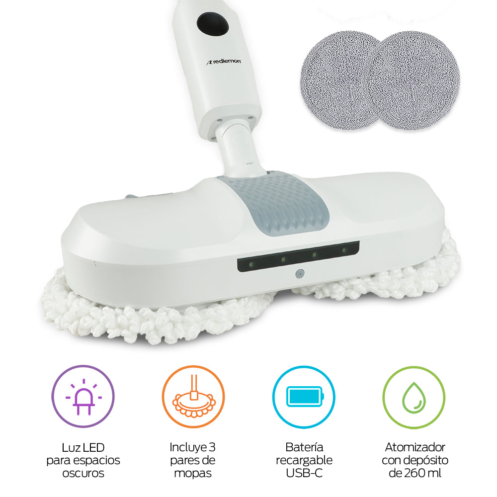 Trapeador Eléctrico Giratorio 200 RPM con Spray y Luz LED — vista complementaria