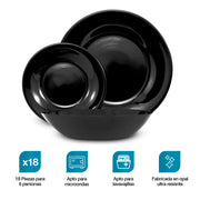 Vajilla de Opal 6 Personas (18 Pz.) Platos Ultra Resistentes