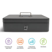 Caja Portátil para Dinero con Charola y 2 Llaves — vista complementaria