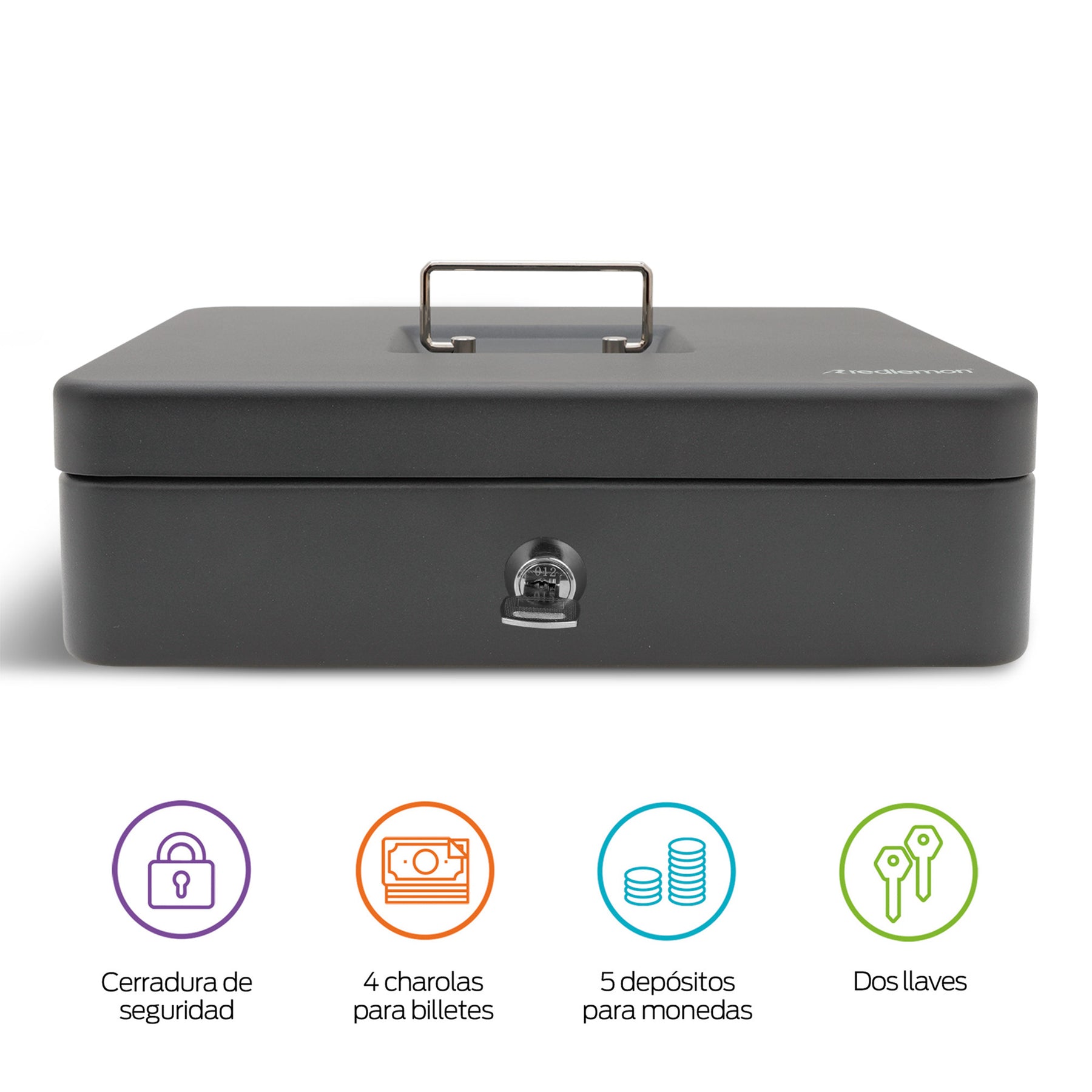 Caja Portátil para Dinero con Charola y 2 Llaves — vista complementaria
