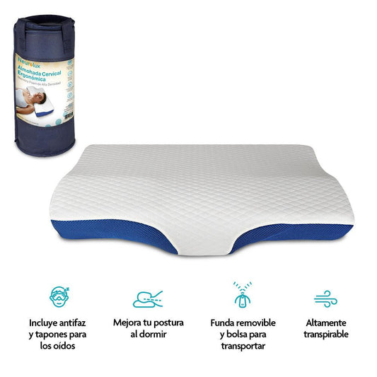 Almohada de Memory Foam Cervical Ortopédica y Ergonómica - Redlemon