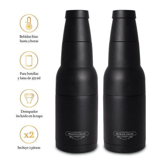 Enfriador de Cerveza de Doble Pared Térmica para Botellas y Latas (2 Piezas) - Redlemon