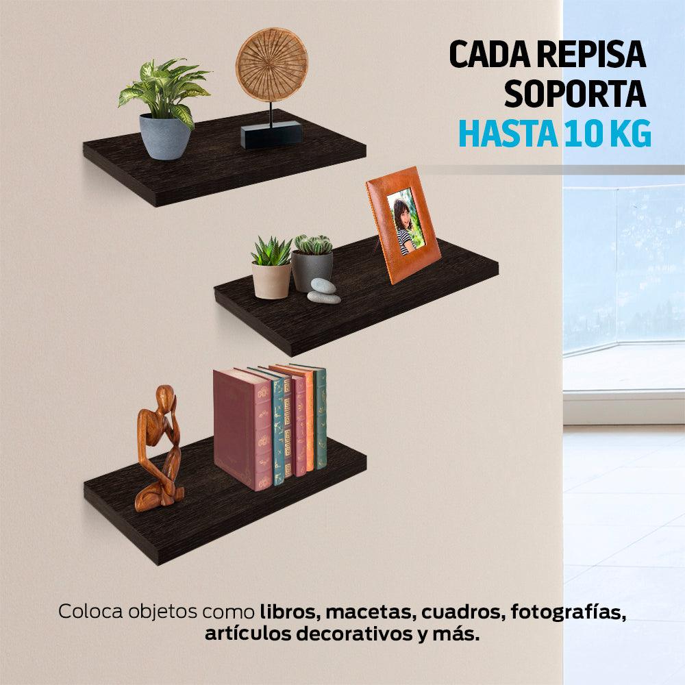 Repisas Flotantes de Madera 3 Piezas de 30x15 cm - Redlemon