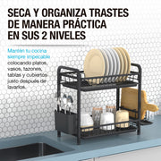 Escurridor de Trastes Premium de Acero Inoxidable 2 Niveles