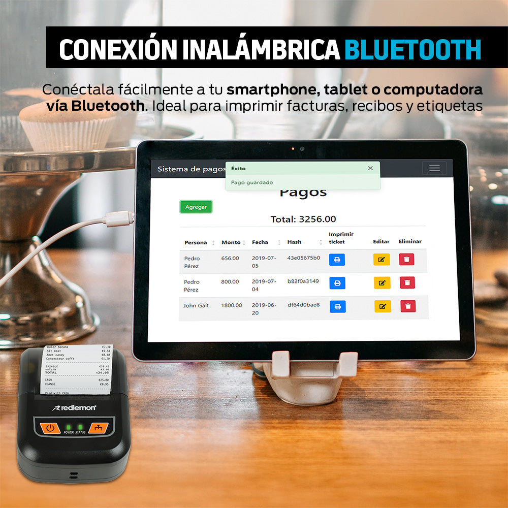 Impresora térmica portátil Bluetooth para rollo de 56 mm — detalle del producto