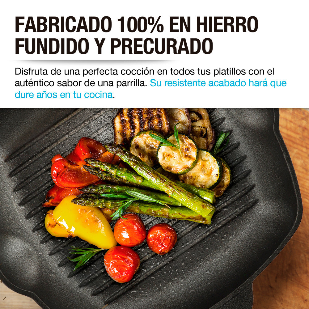 Sartén Grill de Hierro Fundido Precurado de 2 L — detalle del producto