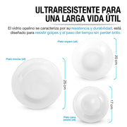 Vajilla de Opal 6 Personas (18 Pz.) Platos Ultra Resistentes
